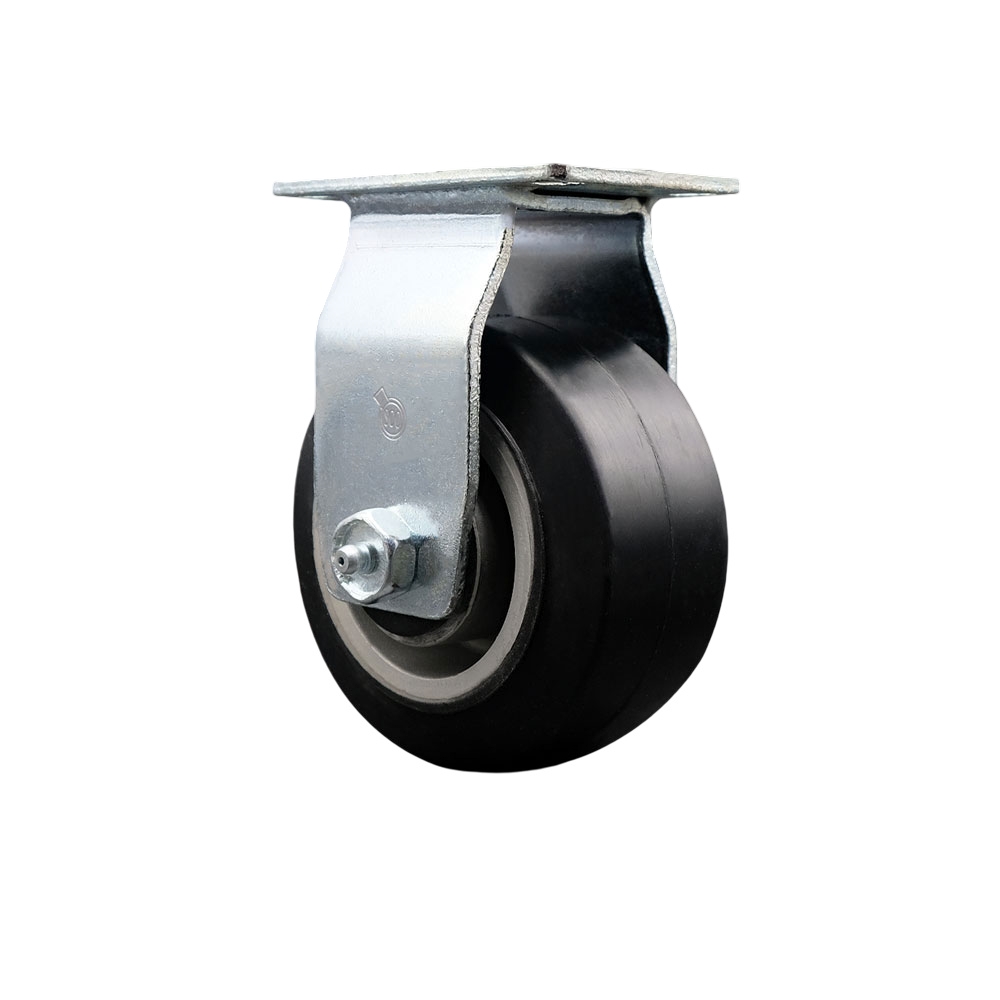 Rigid Top Plate Caster – Black 4 Inch by 2 Inch Rubber on Aluminum Wheel – Roller Bearing – 400 lbs. Capacity Per Caster – Service Caster Brand — photo 1