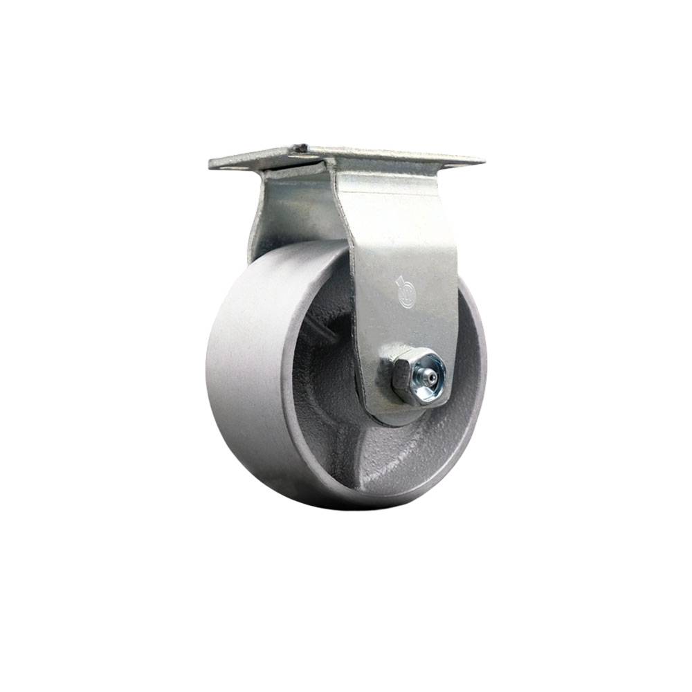 Rigid Top Plate Caster – Silver 4 Inch by 2 Inch Semi Steel Cast Iron Wheel – Bronze Bearing – 450 lbs. Capacity Per Caster – Service Caster Brand — photo 1
