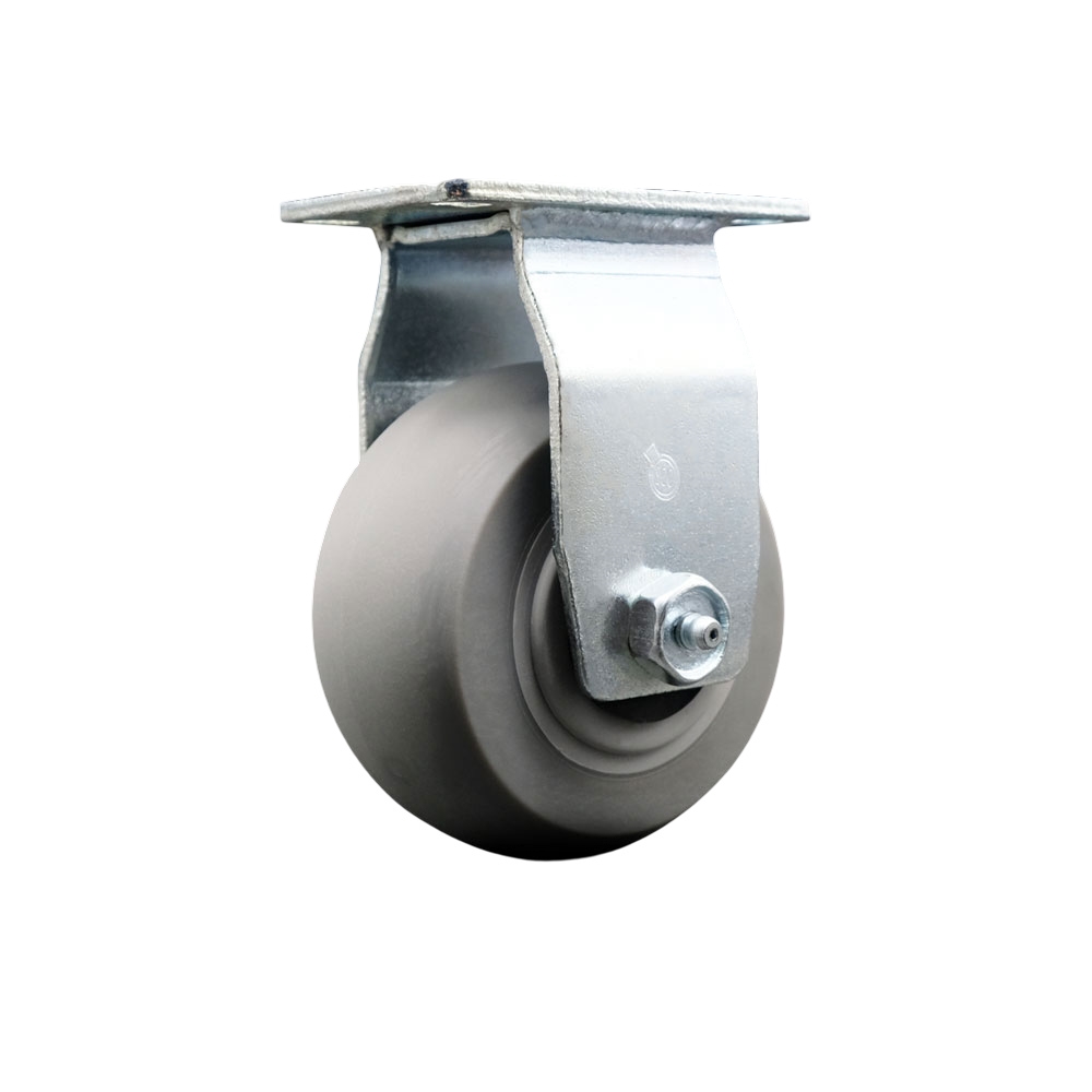 Rigid Top Plate Caster – Gray 4 Inch by 2 Inch Thermoplastic Rubber Donut Tread Wheel – Roller Bearing – 450 lbs. Capacity Per Caster – Service Caster Brand — photo 1