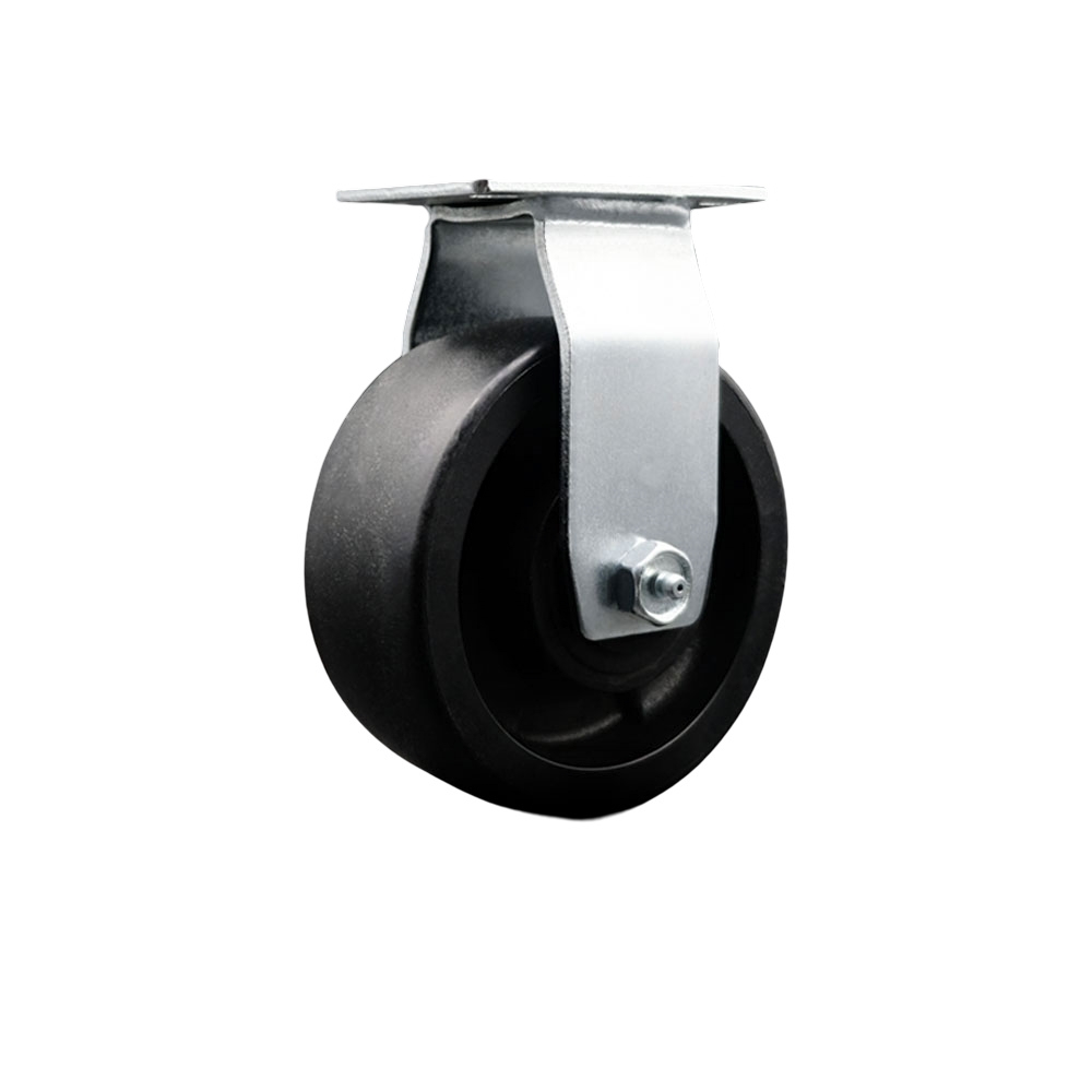 Rigid Top Plate Caster – Black 5 Inch by 2 Inch Glass Filled Nylon Wheel – Roller Bearing – 450 lbs. Capacity Per Caster – Service Caster Brand — photo 1