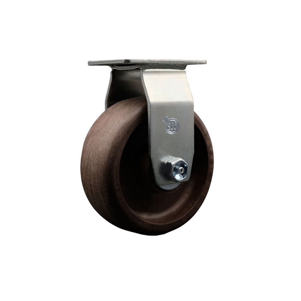 Rigid Top Plate Caster – Brown 5 Inch by 2 Inch High Temperature Glass Filled Nylon Wheel – Bronze Bearing – 450 lbs. Capacity Per Caster – Service Caster Brand — photo 1