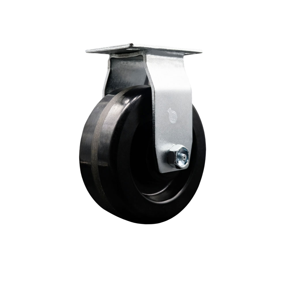 Rigid Top Plate Caster – Black 5 Inch by 2 Inch Phenolic Wheel – Roller Bearing – 450 lbs. Capacity Per Caster – Service Caster Brand — photo 1