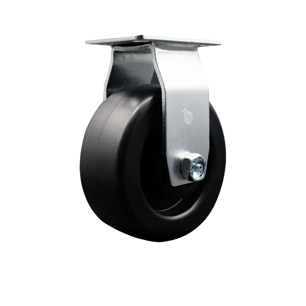 Rigid Top Plate Caster – Black 5 Inch by 2 Inch Polyolefin Wheel – Ball Bearing – 450 lbs. Capacity Per Caster – Service Caster Brand — photo 1