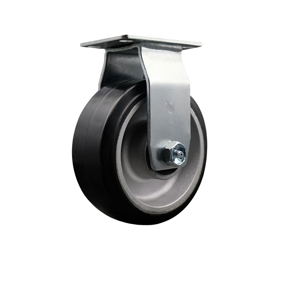 Rigid Top Plate Caster – Black 5 Inch by 2 Inch Rubber on Aluminum Wheel – Roller Bearing – 450 lbs. Capacity Per Caster – Service Caster Brand — photo 1