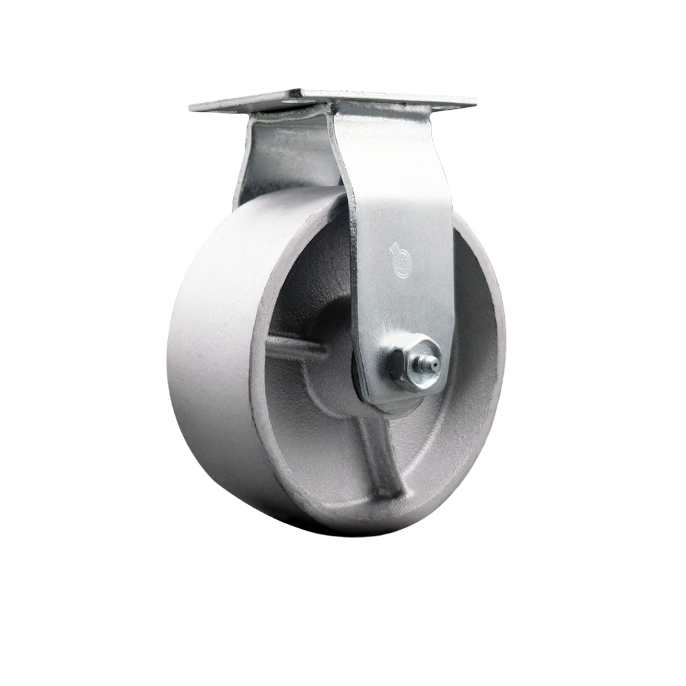 Rigid Top Plate Caster – Silver 5 Inch by 2 Inch Semi Steel Cast Iron Wheel – Ball Bearing – 450 lbs. Capacity Per Caster – Service Caster Brand — photo 1