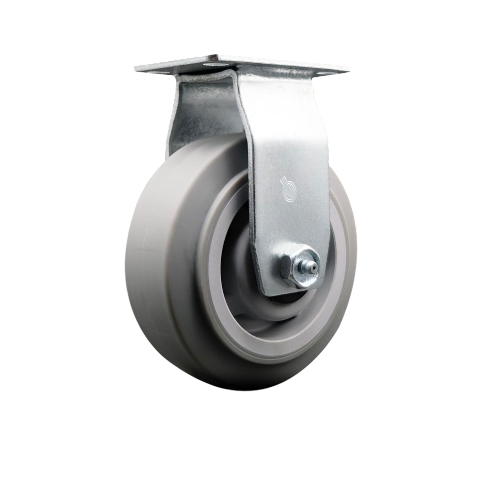 Rigid Top Plate Caster – Gray 5 Inch by 2 Inch Thermoplastic Rubber Flat Tread Wheel – Ball Bearing – 450 lbs. Capacity Per Caster – Service Caster Brand — photo 1