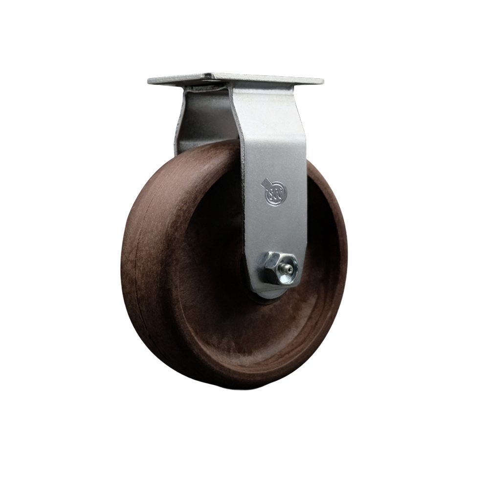 Rigid Top Plate Caster – Brown 6 Inch by 2 Inch High Temperature Glass Filled Nylon Wheel – Roller Bearing – 450 lbs. Capacity Per Caster – Service Caster Brand — photo 1