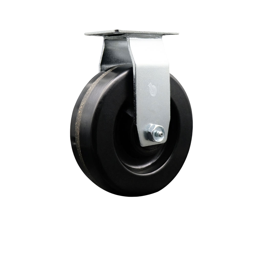 Rigid Top Plate Caster – Black 6 Inch by 2 Inch Phenolic Wheel – Roller Bearing – 450 lbs. Capacity Per Caster – Service Caster Brand — photo 1