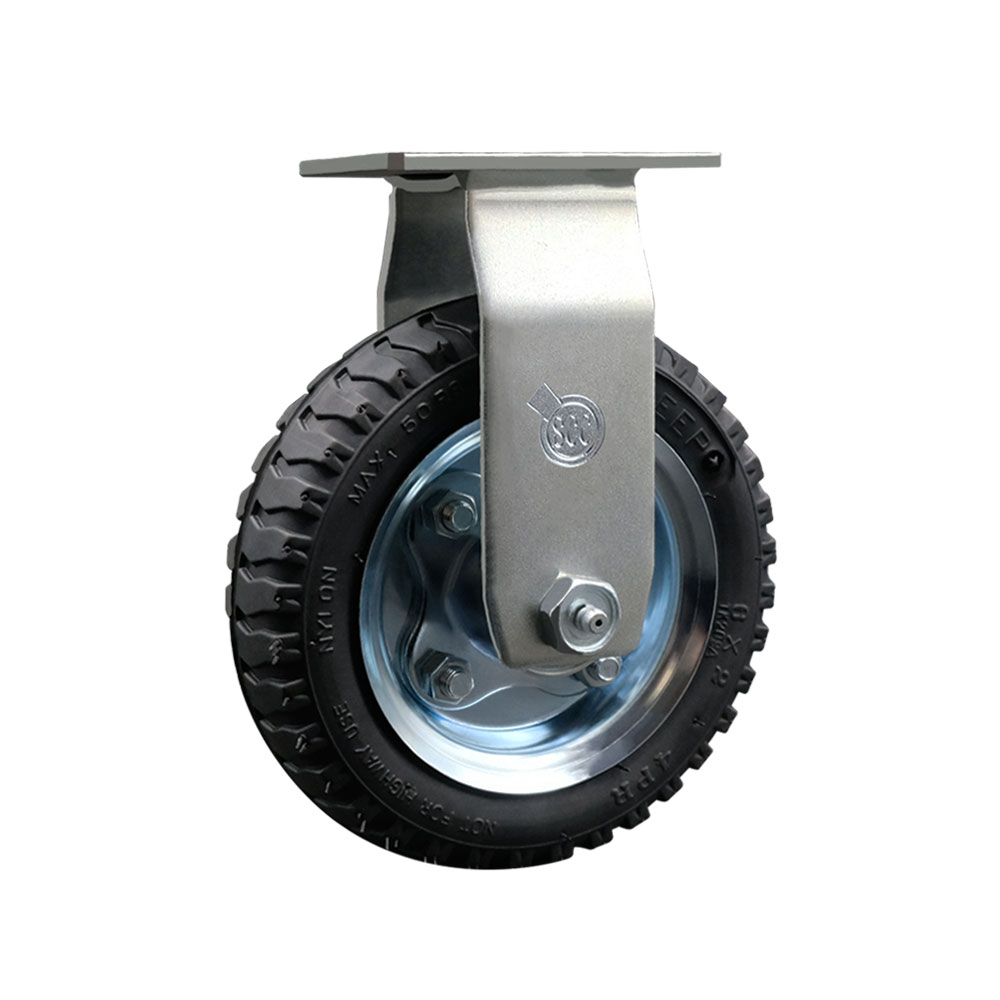 Pneumatic Top Plate Rigid Caster with 6 Inch Black Wheel - 250 lbs. Capacity Per Caster - Service Caster Brand — photo 1