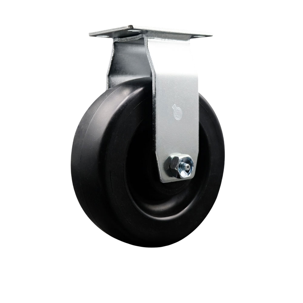 Rigid Top Plate Caster – Black 6 Inch by 2 Inch Polyolefin Wheel – Roller Bearing – 450 lbs. Capacity Per Caster – Service Caster Brand — photo 1