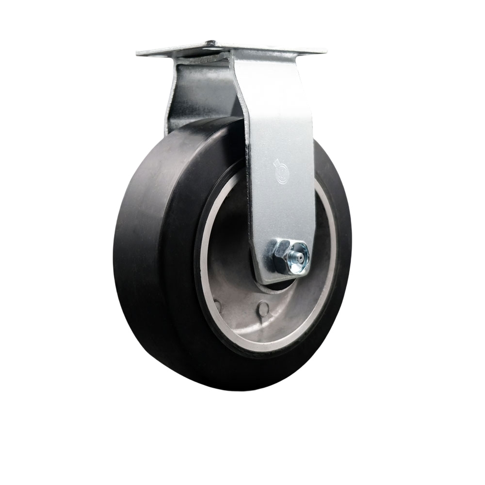 Rigid Top Plate Caster – Black 6 Inch by 2 Inch Rubber on Aluminum Wheel – Ball Bearing – 450 lbs. Capacity Per Caster – Service Caster Brand — photo 1