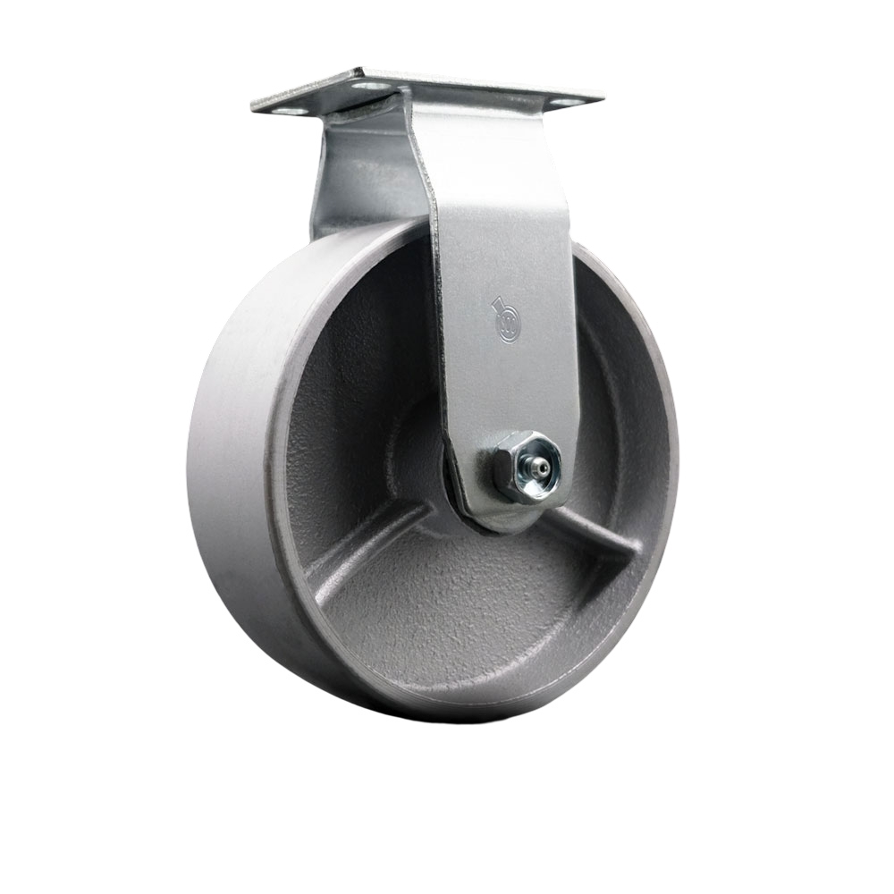 Rigid Top Plate Caster – Silver 6 Inch by 2 Inch Semi Steel Cast Iron Wheel – Ball Bearing – 450 lbs. Capacity Per Caster – Service Caster Brand — photo 1