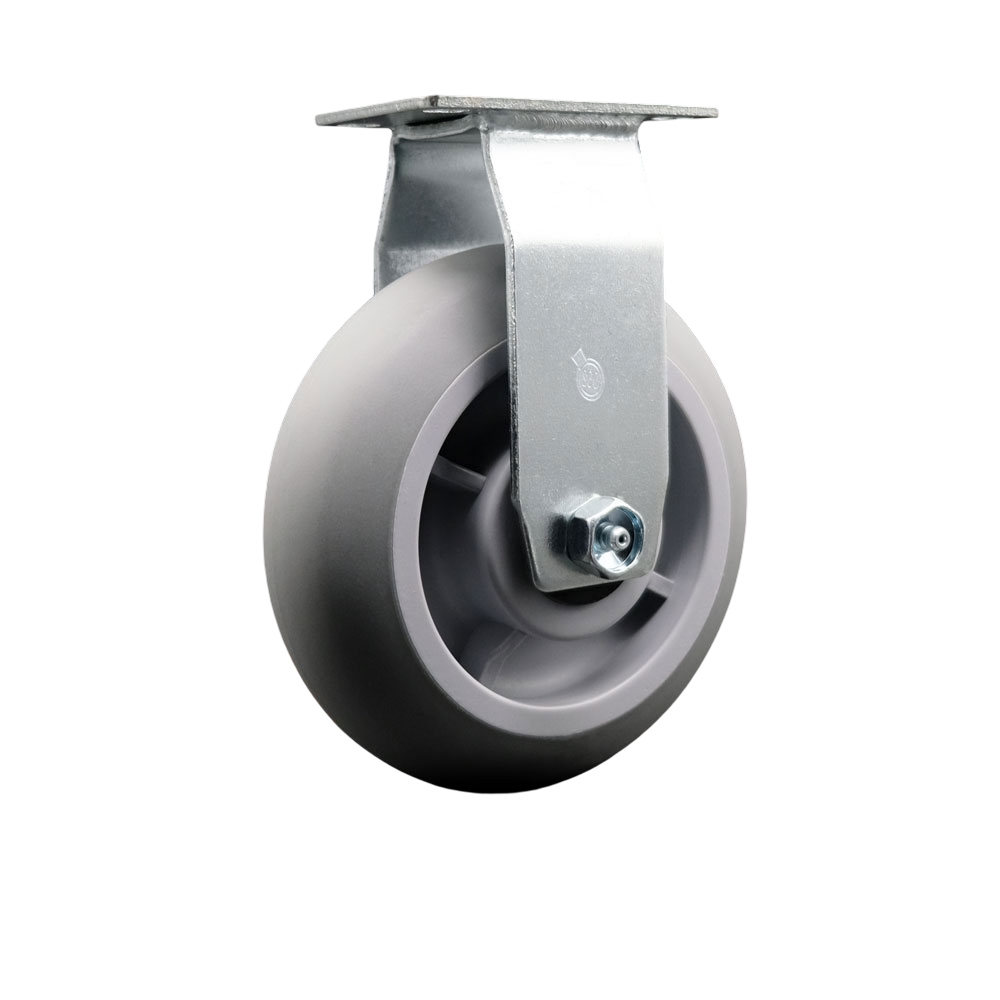 Rigid Top Plate Caster – Gray 6 Inch by 2 Inch Thermoplastic Rubber Donut Tread Wheel – Roller Bearing – 450 lbs. Capacity Per Caster – Service Caster Brand — photo 1