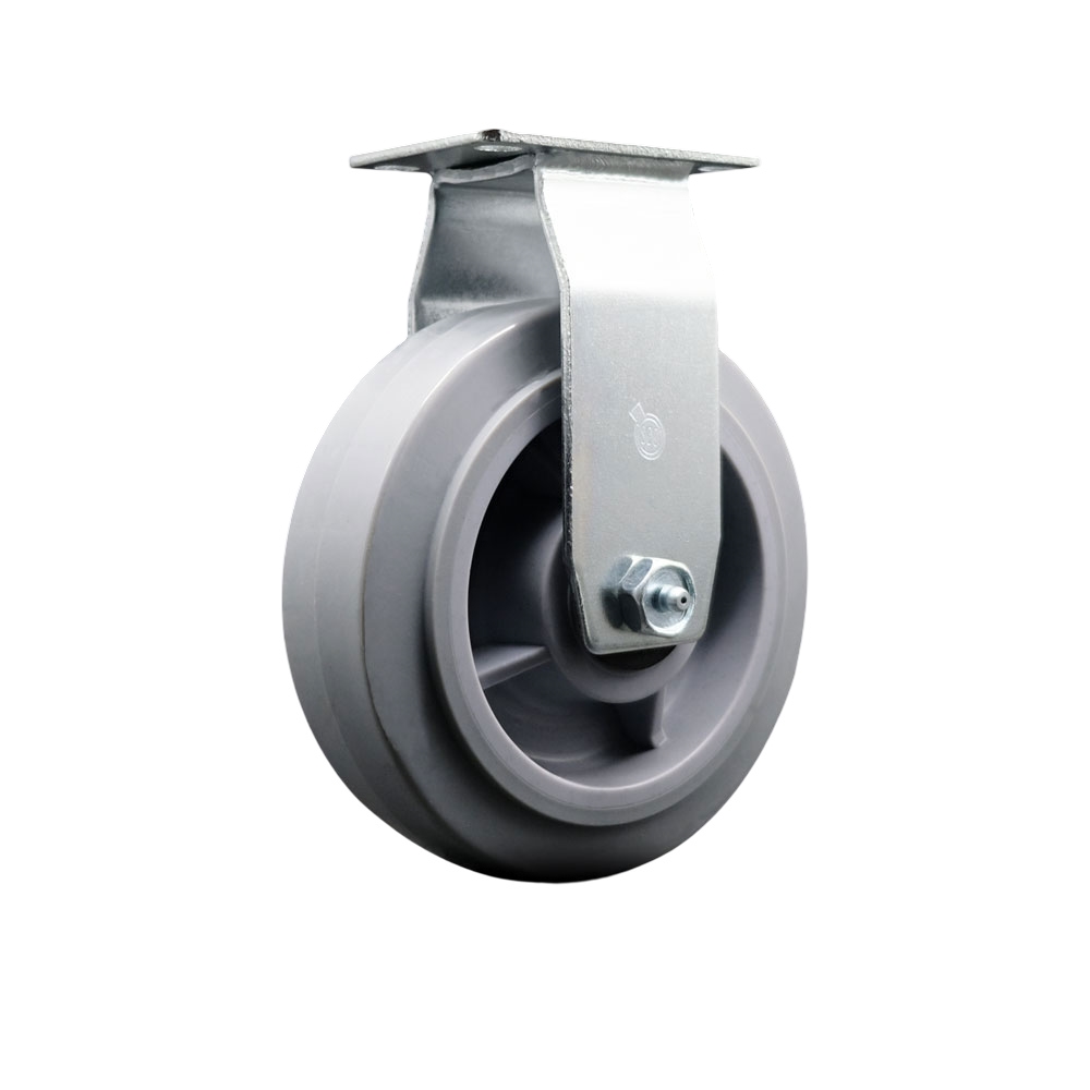 Rigid Top Plate Caster – Gray 6 Inch by 2 Inch Thermoplastic Rubber Flat Tread Wheel – Roller Bearing – 450 lbs. Capacity Per Caster – Service Caster Brand — photo 1