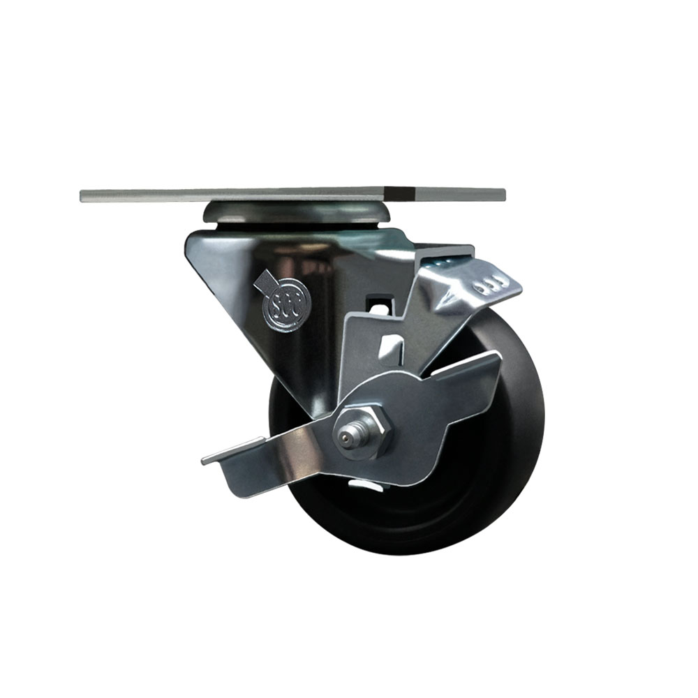 Service Caster Brand Replacement for Colson Caster 2.03356.52 MTG59 BRK1 - Swivel Caster with Top Lock Brake and 3 Inch Polyolefin Wheel - 3-1/8 Inch x 4-1/8 Inch Overall Top Plate — photo 1