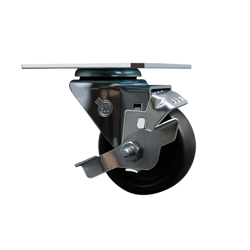 Service Caster Brand Replacement for Colson Caster 2.03356.52 MTG27 BRK1 - Swivel Caster with Top Lock Brake and 3 Inch Polyolefin Wheel - 4 Inch x 4-1/2 Inch Overall Top Plate — photo 1