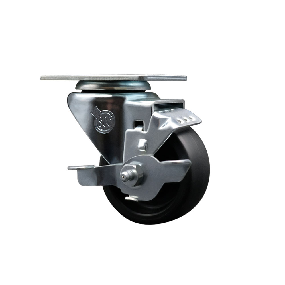 3 Inch Swivel Caster with Polyolefin Wheel with Brake - 300 lbs Capacity per Caster - Service Caster Brand — photo 1