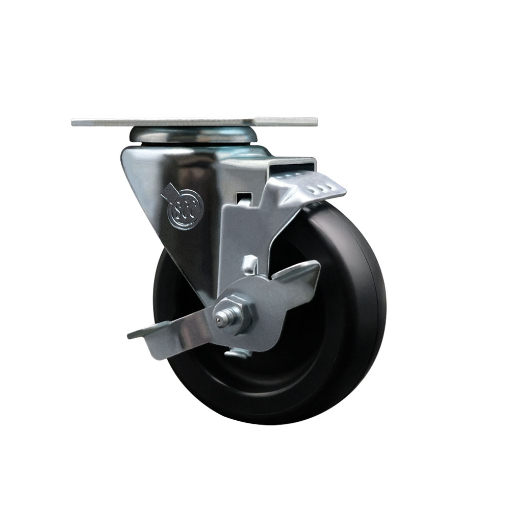 4 Inch Swivel Caster with Polyolefin Wheel with Brake - 350 lbs Capacity per Caster - Service Caster Brand — photo 1