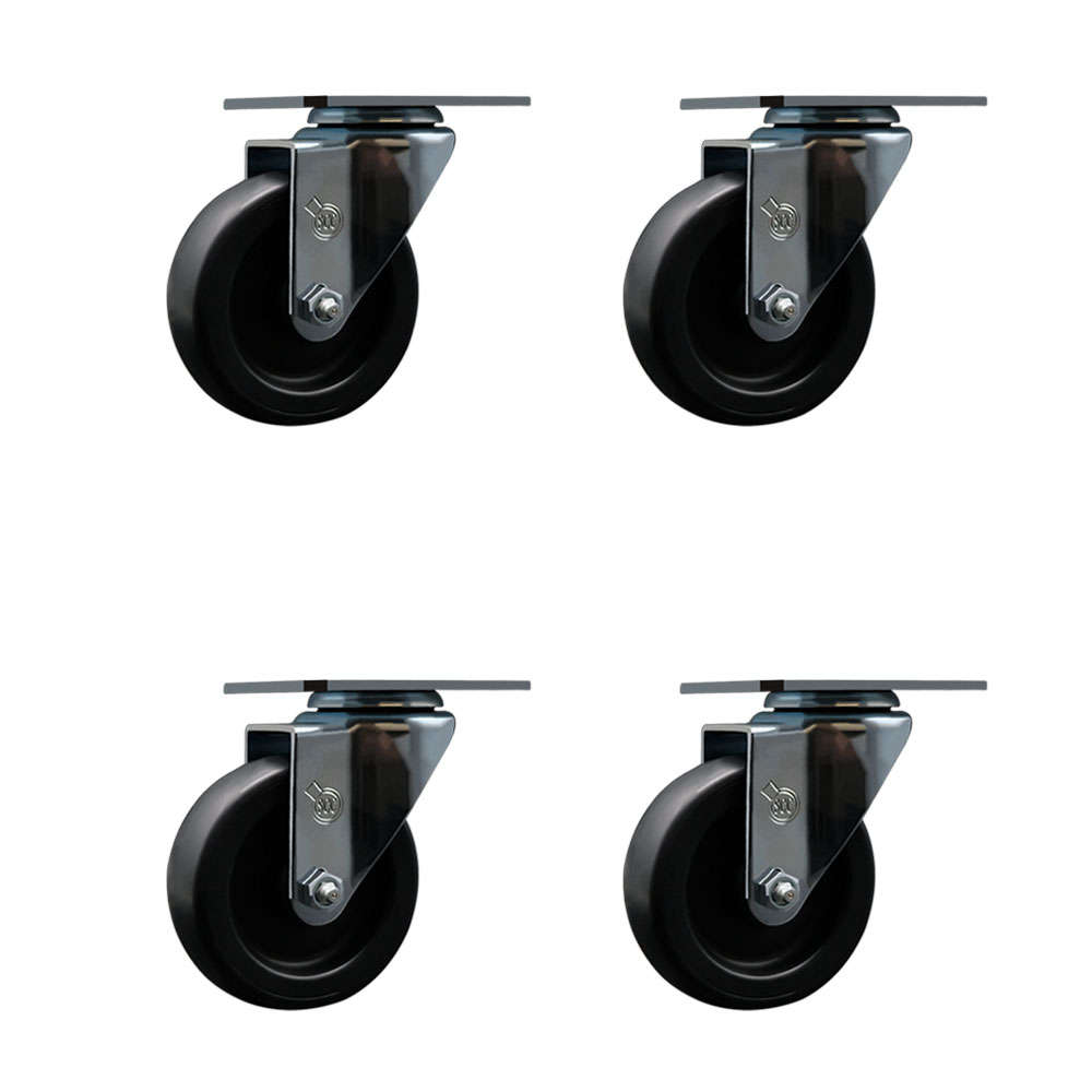 Swivel Caster Wheels Set of 4 with 4 Inch Polyolefin Wheel – 350 lbs. Capacity Per Caster – 3-1/8 Inch x 4-1/8 Inch Overall Top Plate – Service Caster Brand — photo 1