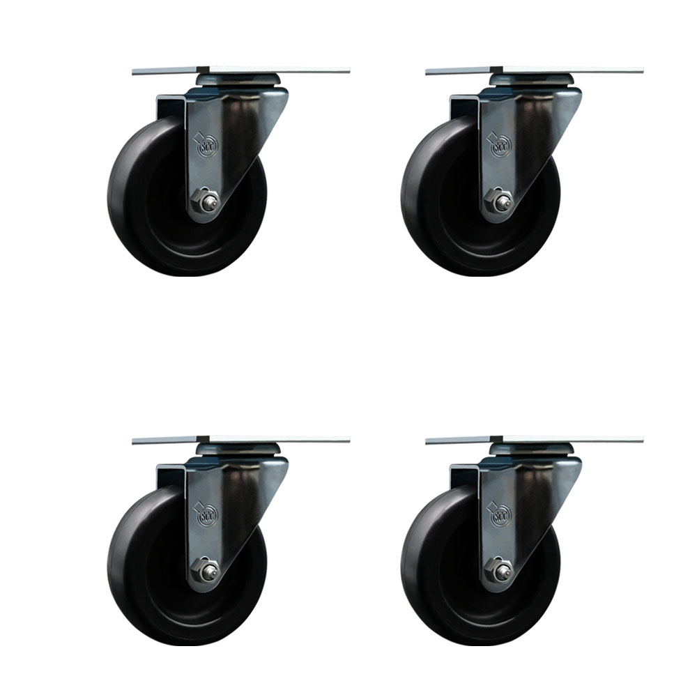 Swivel Caster Wheels Set of 4 with 4 Inch Polyolefin Wheel – 350 lbs. Capacity Per Caster – 4 Inch x 4-1/2 Inch Overall Top Plate – Service Caster Brand — photo 1