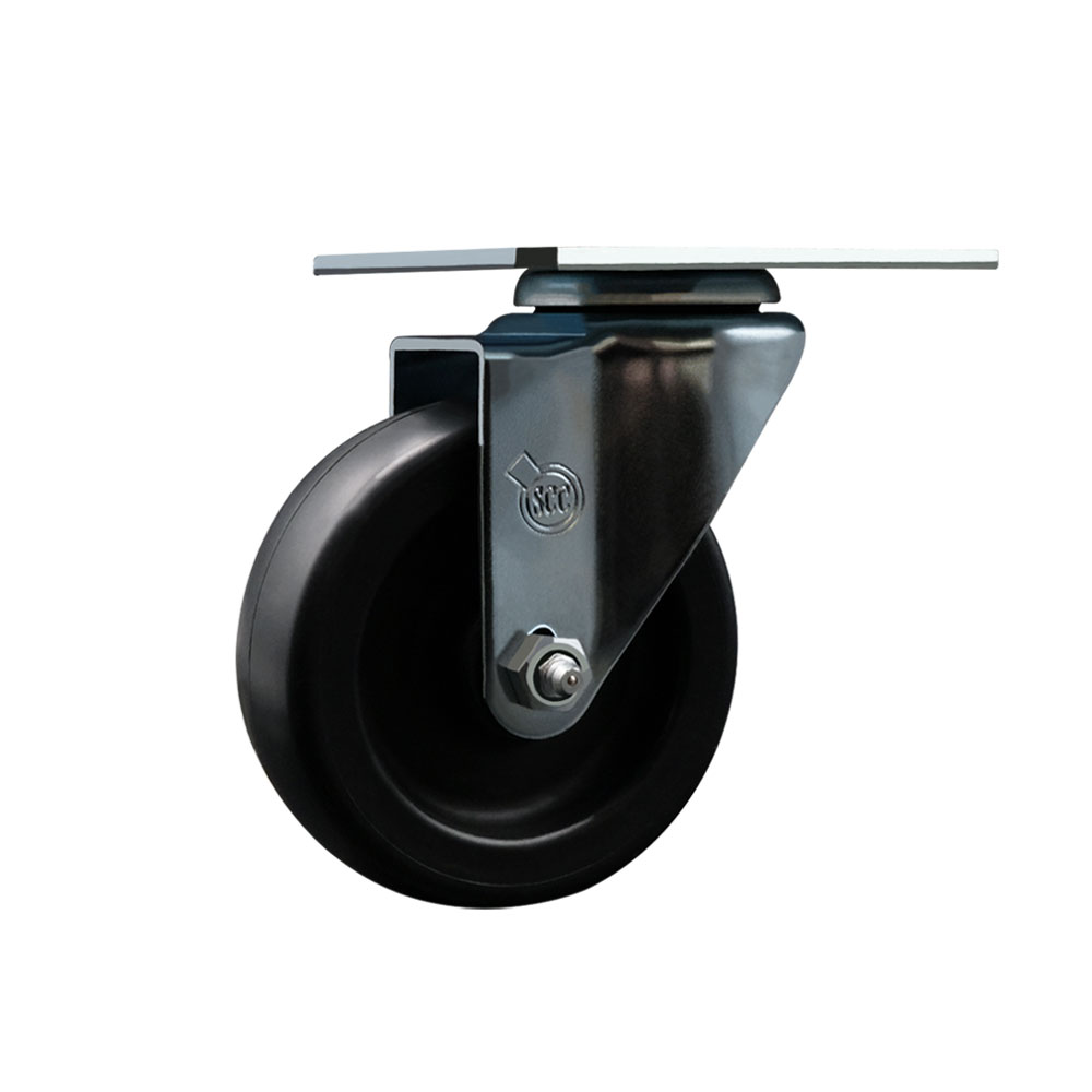 Swivel Caster Wheel with 4 Inch Polyolefin Wheel – 350 lbs. Capacity Per Caster – 4 Inch x 4-1/2 Inch Overall Top Plate – Service Caster Brand — photo 1