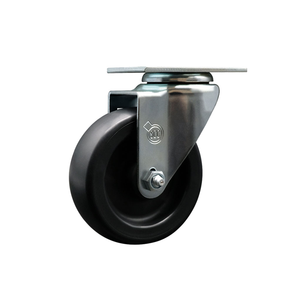 Service Caster Brand Replacement for Colson Caster 2.04256.53 - Polyolefin Swivel Top Plate Swivel Caster with 4 Inch Black Wheel - 350 lbs. Capacity Per Caster — photo 1