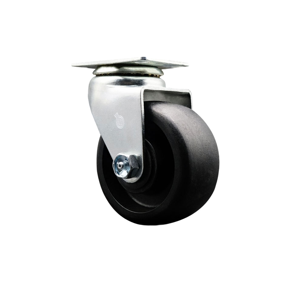 Swivel Top Plate Caster – Black 4 Inch by 2 Inch Glass Filled Nylon Wheel – Ball Bearing – 450 lbs. Capacity Per Caster – Service Caster Brand — photo 1