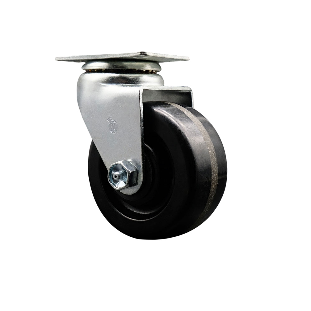 Swivel Top Plate Caster – Black 4 Inch by 2 Inch Phenolic Wheel – Roller Bearing – 450 lbs. Capacity Per Caster – Service Caster Brand — photo 1