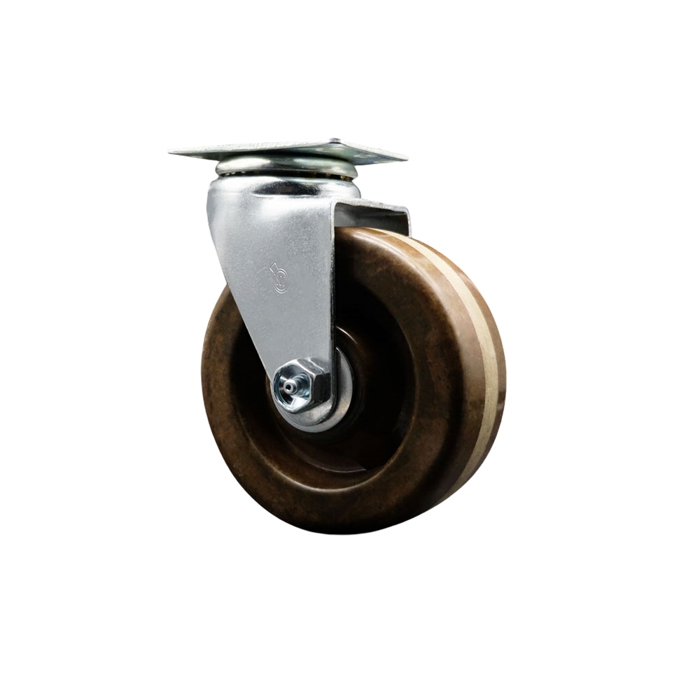 Swivel Top Plate Caster – Brown 4 Inch by 2 Inch High Temperature Phenolic Wheel – Roller Bearing – 450 lbs. Capacity Per Caster – Service Caster Brand — photo 1