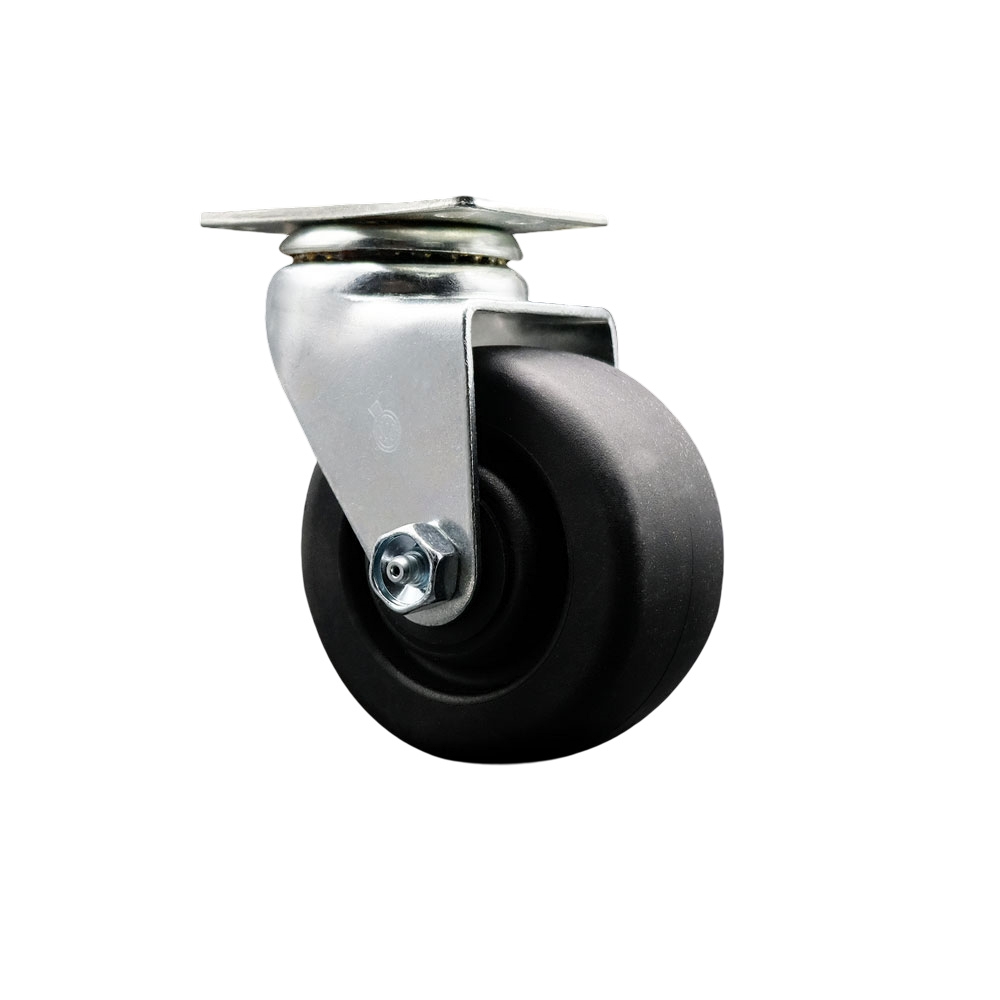 Swivel Top Plate Caster – Black 4 Inch by 2 Inch Polyolefin Wheel – Roller Bearing – 450 lbs. Capacity Per Caster – Service Caster Brand — photo 1
