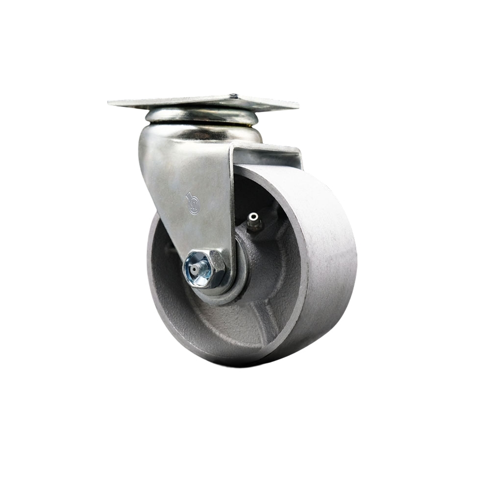 Swivel Top Plate Caster – Silver 4 Inch by 2 Inch Semi Steel Cast Iron Wheel – Ball Bearing – 450 lbs. Capacity Per Caster – Service Caster Brand — photo 1