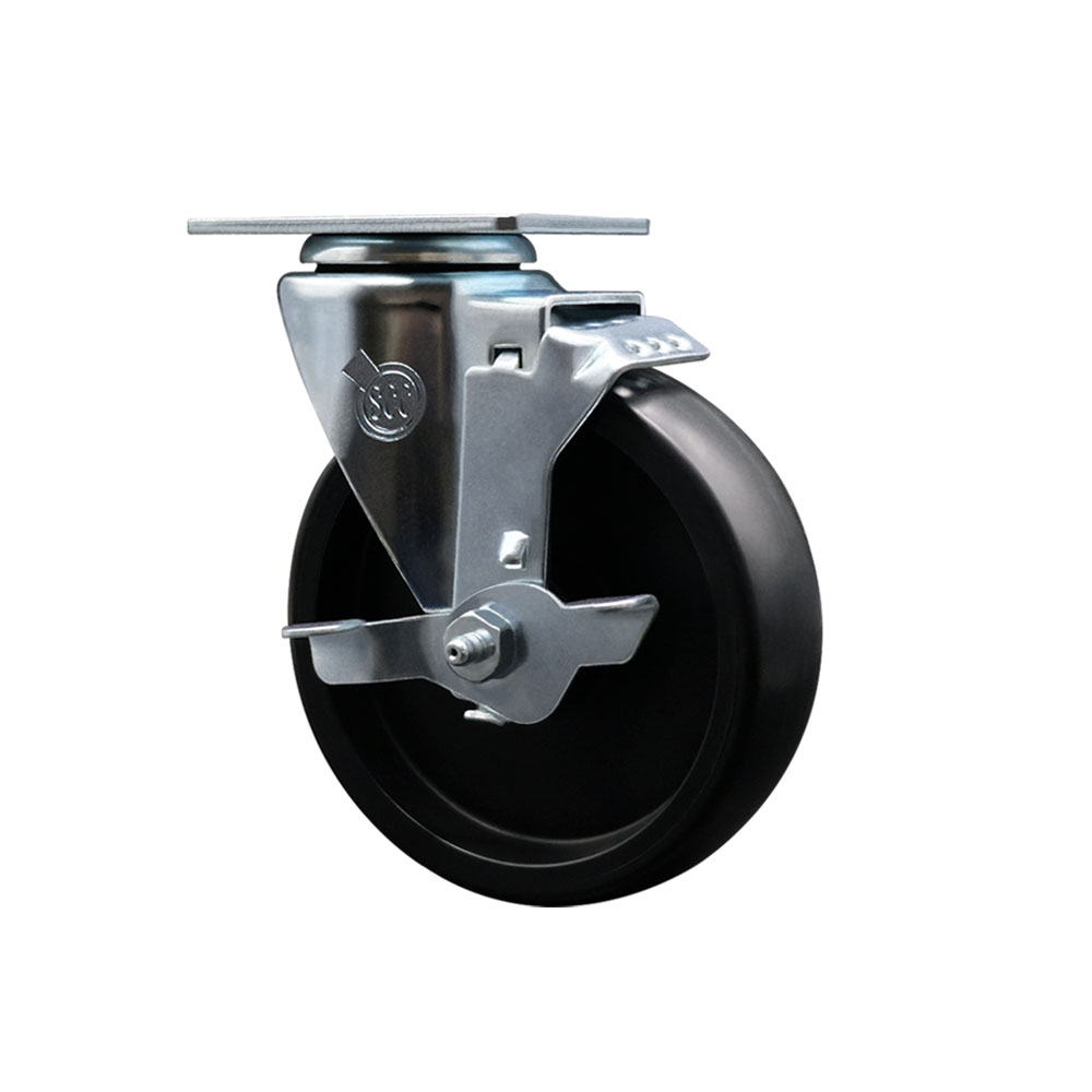 5 Inch Swivel Caster with Polyolefin Wheel with Brake - 350 lbs Capacity per Caster - Service Caster Brand — photo 1