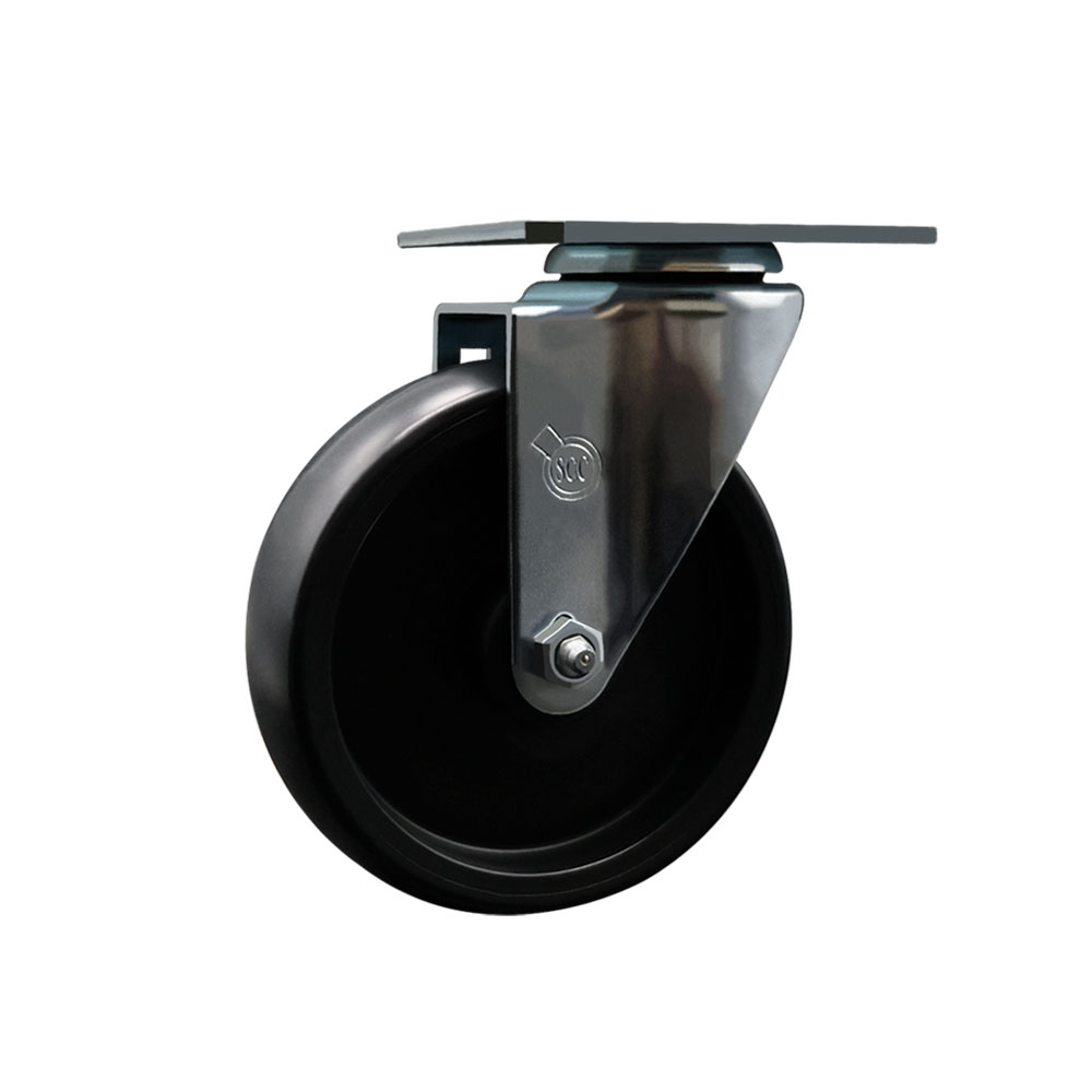 Service Caster Brand Replacement for Colson Caster 2.05256.53 MTG59 - Swivel Caster with 5 Inch Polyolefin Wheel - 3-1/8 Inch x 4-1/8 Inch Overall Top Plate - 350 lbs. Capacity Per Caster — photo 1