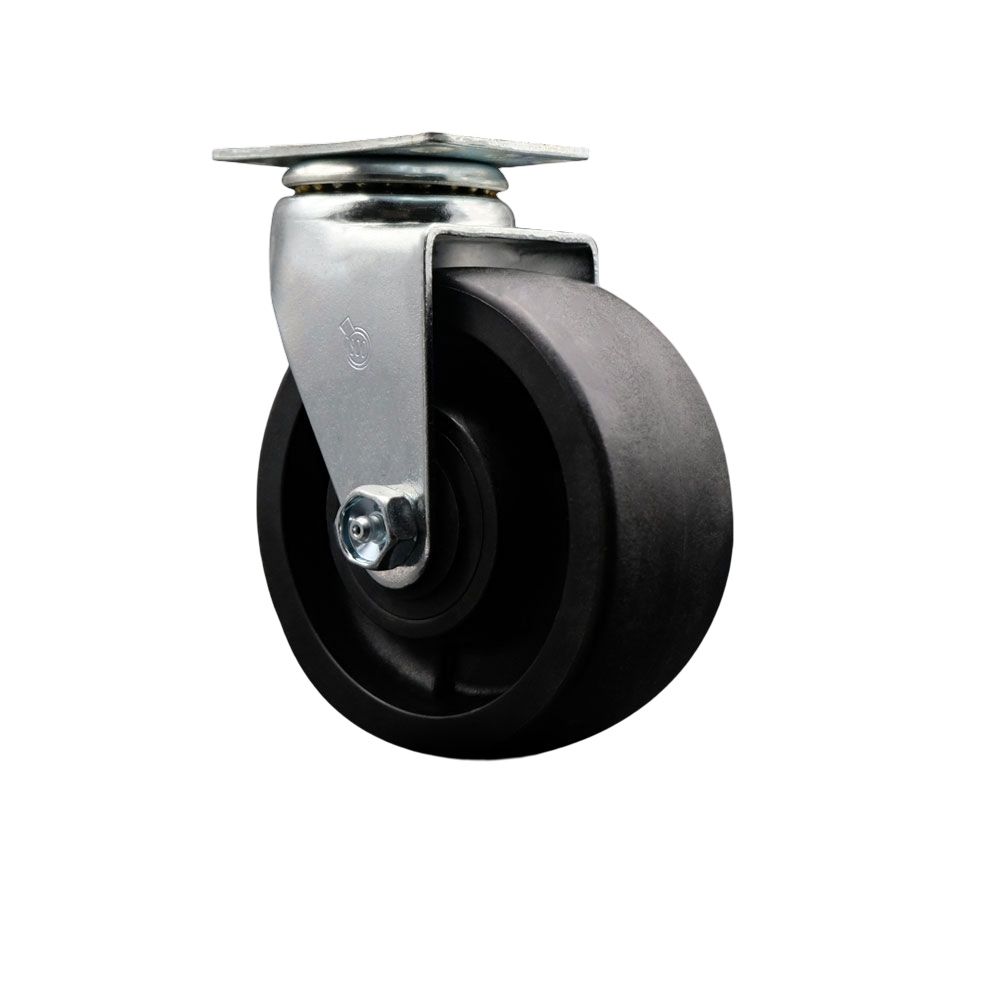 Swivel Top Plate Caster – Black 5 Inch by 2 Inch Glass Filled Nylon Wheel – Ball Bearing – 450 lbs. Capacity Per Caster – Service Caster Brand — photo 1