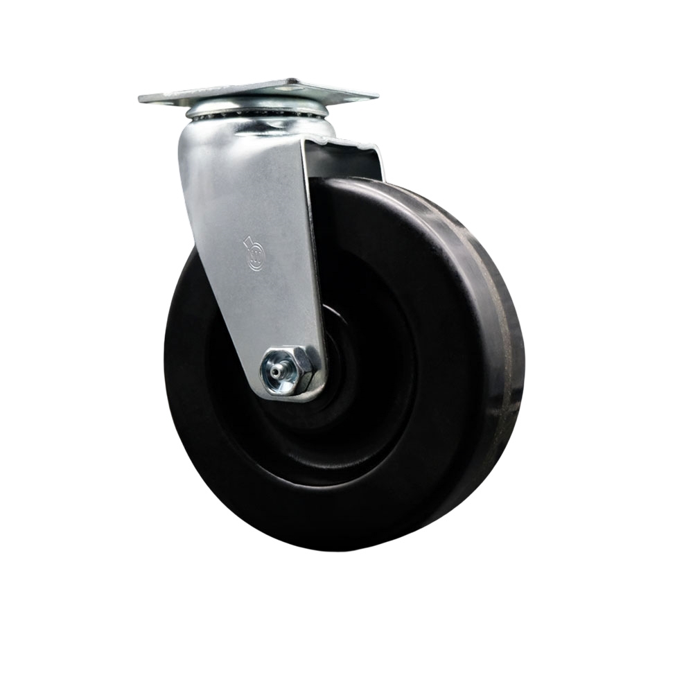 Swivel Top Plate Caster – Black 6 Inch by 2 Inch Phenolic Wheel – Roller Bearing – 450 lbs. Capacity Per Caster – Service Caster Brand — photo 1