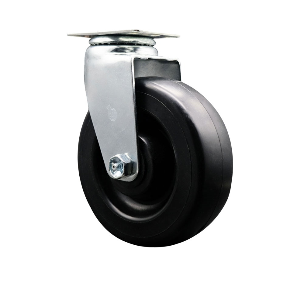 Swivel Top Plate Caster – Black 6 Inch by 2 Inch Polyolefin Wheel – Ball Bearing – 450 lbs. Capacity Per Caster – Service Caster Brand — photo 1