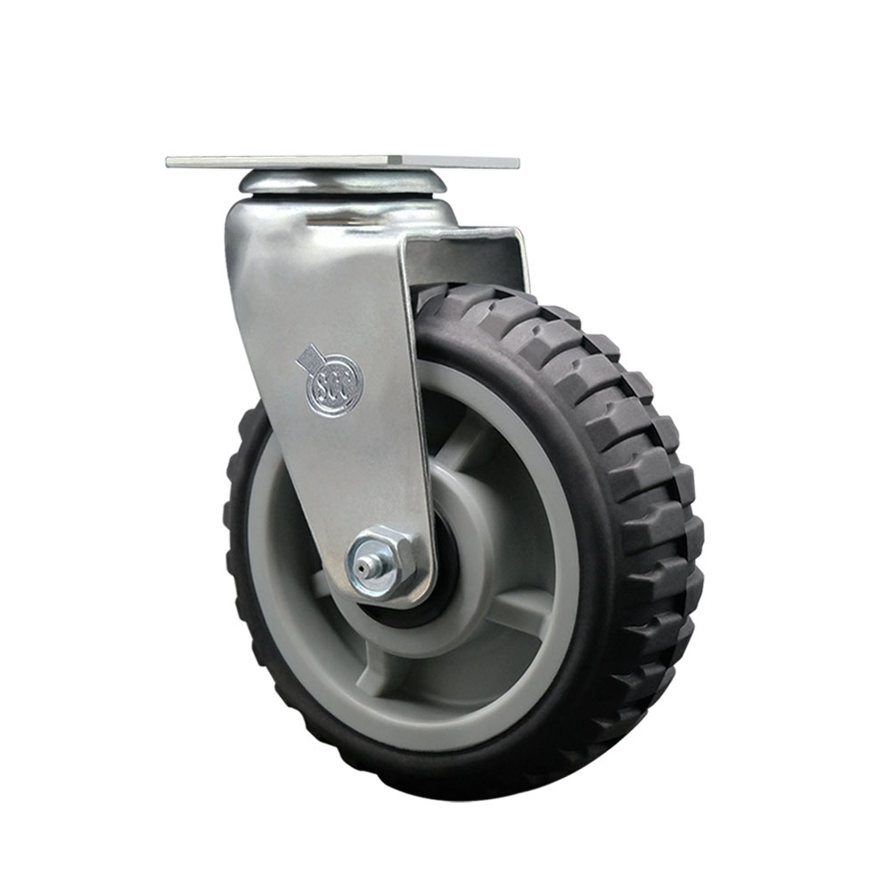 Swivel Top Plate Caster - 6 Inch by 2 Inch MudderTuffer Thermoplastic Rubber Wheel - Precision Ball Bearings - 450 lbs. Capacity Per Caster - Service Caster Brand — photo 1