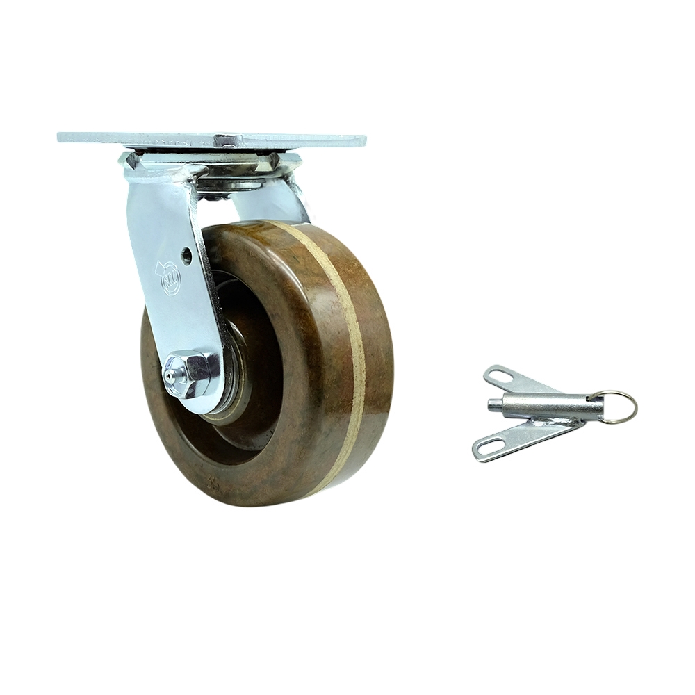 High Temperature Phenolic Swivel Top Plate Heavy Duty Caster with 5 Inch Wheel and Bolt on Swivel Lock – 1,000 lbs. Capacity/Caster - Service Caster Brand — photo 1