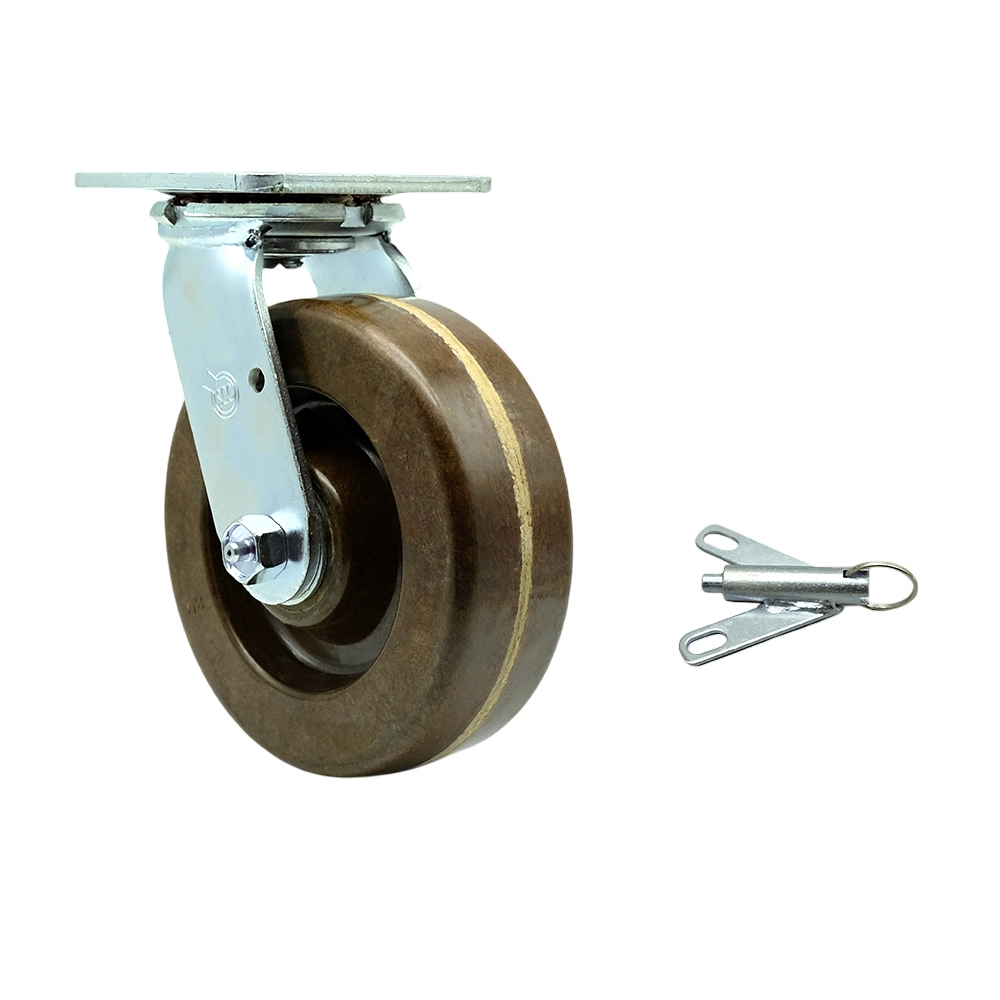 High Temperature Phenolic Swivel Top Plate Heavy Duty Caster with 6 Inch Wheel and Bolt on Swivel Lock – 1,200 lbs. Capacity/Caster - Service Caster Brand — photo 1