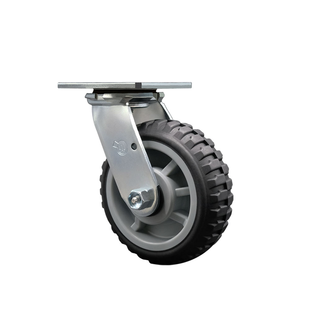 Heavy Duty Swivel Top Plate Caster with 6 Inch MudderTuffer Thermoplastic Rubber Wheel and Ball Bearings - 600 lbs. Capacity/Caster - Service Caster Brand — photo 1