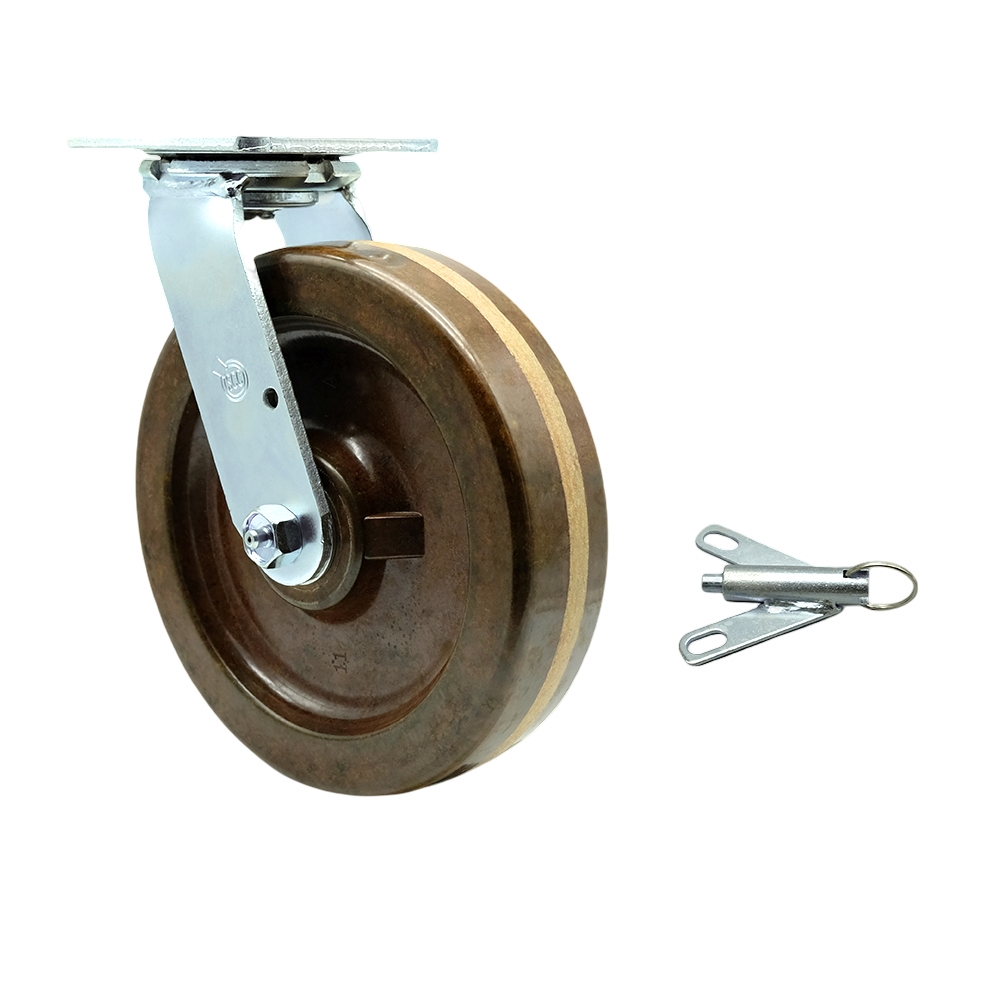 High Temperature Phenolic Swivel Top Plate Heavy Duty Caster with 8 Inch Wheel and Bolt on Swivel Lock – 1,250 lbs. Capacity/Caster - Service Caster Brand — photo 1