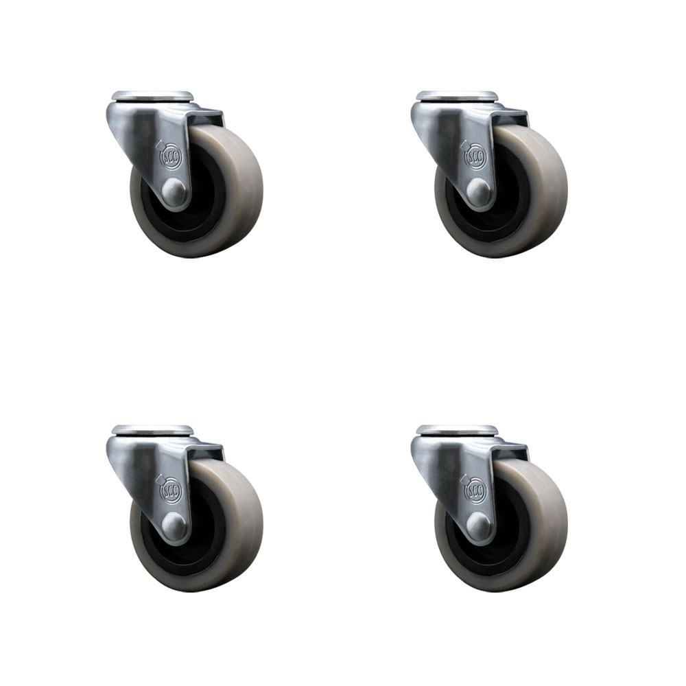 2 Inch Swivel Thermoplastic Rubber Caster Wheel with Bolt Hole - 320 lbs. Total Capacity - Set of 4 - Service Caster Brand — photo 1