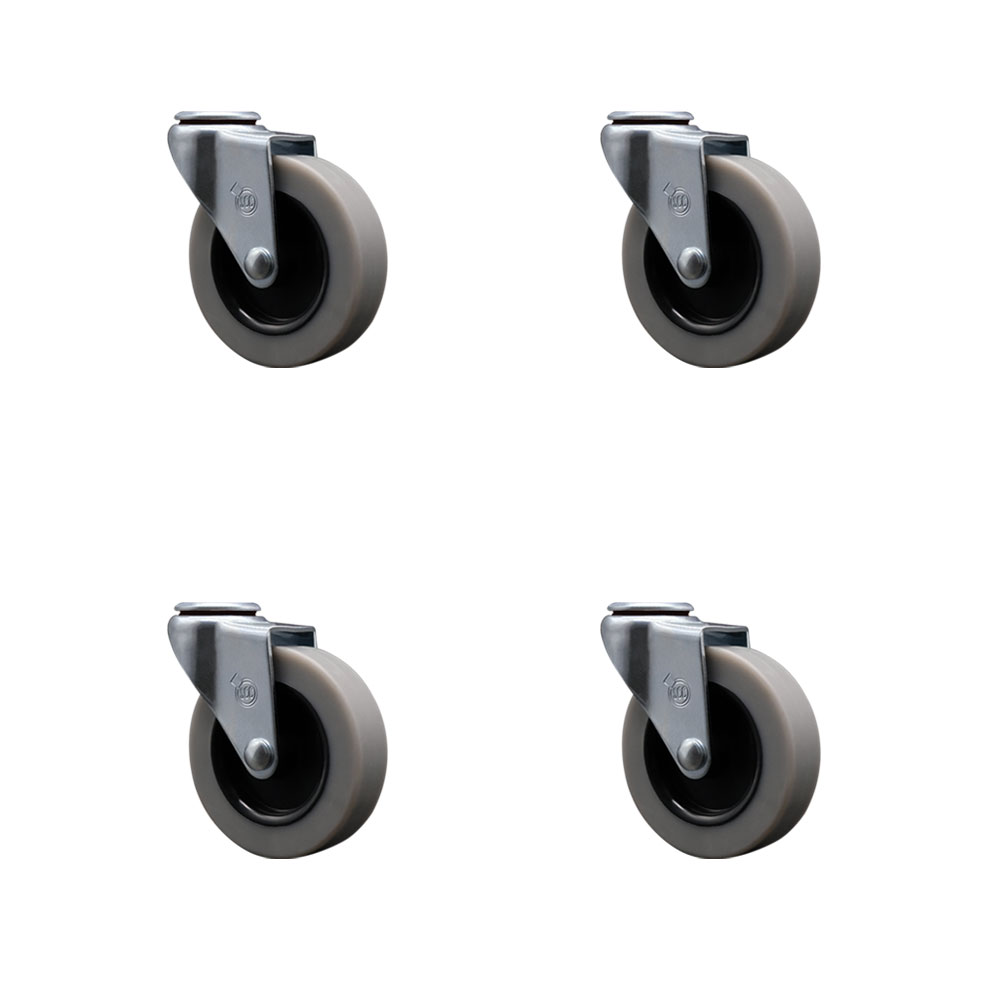 3 Inch Swivel Thermoplastic Rubber Caster Wheel with Bolt Hole - 440 lbs. Total Capacity - Set of 4 - Service Caster Brand — photo 1