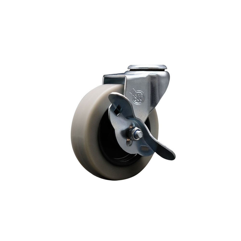 3 Inch Swivel Thermoplastic Rubber Caster Wheel with Bolt Hole and Brake - 110 lbs. Per Caster - Service Caster Brand — photo 1