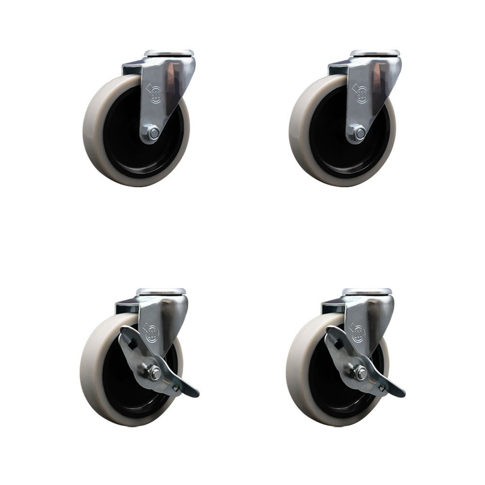 4 Inch Swivel Bolt Hole Thermoplastic Rubber Caster with Brake - Set of 4 - Includes 4 Swivel with 2 Side Lock Brakes - 320 lbs. Total Capacity - Service Caster Brand — photo 1