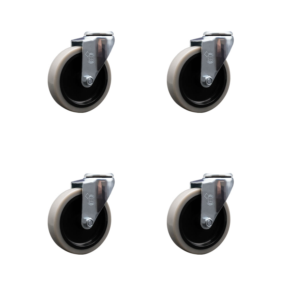 4 Inch Swivel Thermoplastic Rubber Caster Wheel with Bolt Hole - 500 lbs. Total Capacity - Set of 4 - Service Caster Brand — photo 1