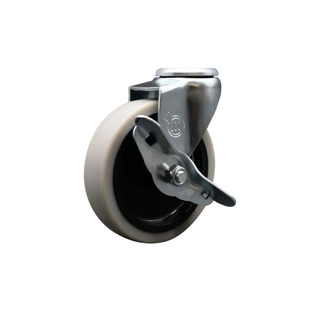 4 Inch Swivel Thermoplastic Rubber Caster Wheel with Bolt Hole and Brake - 125 lbs. Per Caster - Service Caster Brand — photo 1