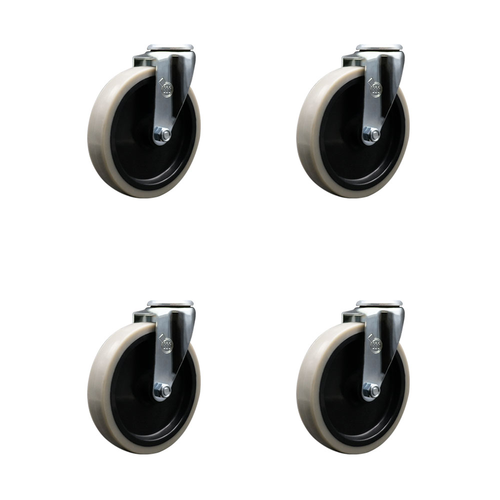 5 Inch Swivel Thermoplastic Rubber Caster Wheel with Bolt Hole - 520 lbs. Total Capacity - Set of 4 - Service Caster Brand — photo 1