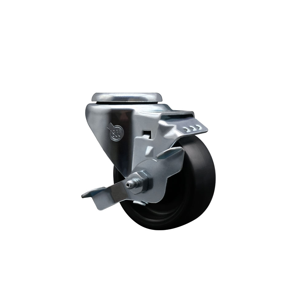 Polyolefin Swivel Bolt Hole Caster Wheel with 3 Inch Black Wheel and Top Lock Brake - 300 lbs. Capacity/Caster - Service Caster Brand — photo 1