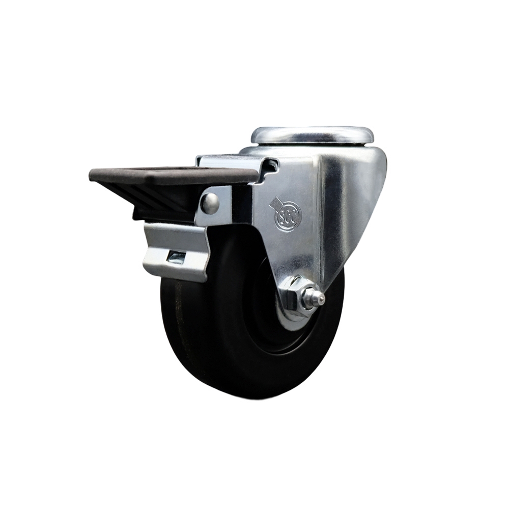 Phenolic Swivel Bolt Hole Caster w/3.5" x 1.25" Black Wheel & Posi Locking Brake - 300 lbs Capacity/Caster - Service Caster Brand — photo 1